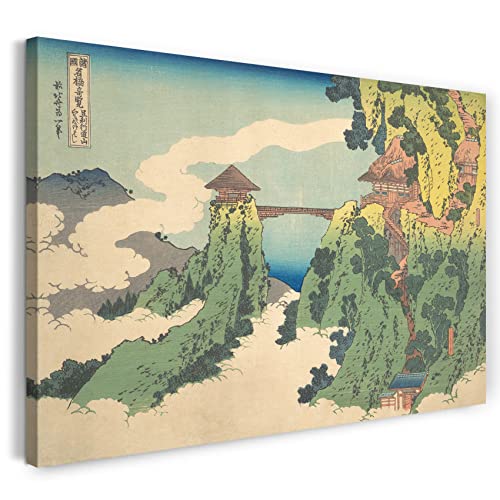 Printed Paintings Impresión sobre Lienzo (80x60cm): Katsushika Hokusai - El Puente Colgante en la