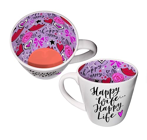 WPL Gifts Inside Out Happy Wife Mug with Gift Box (ISO173), Happy Wife… Happy Life