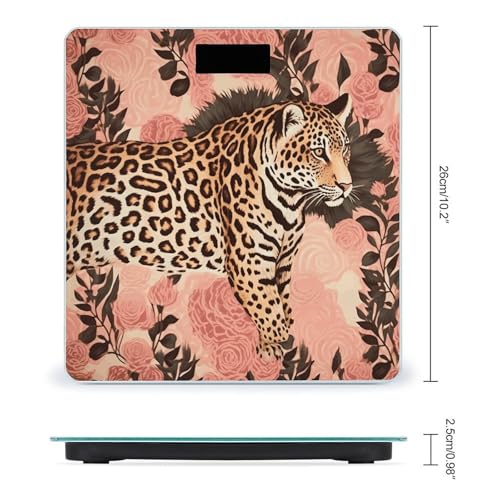 Báscula digital de baño con diseño rayas leopardo, 400 lb miniatura 2
