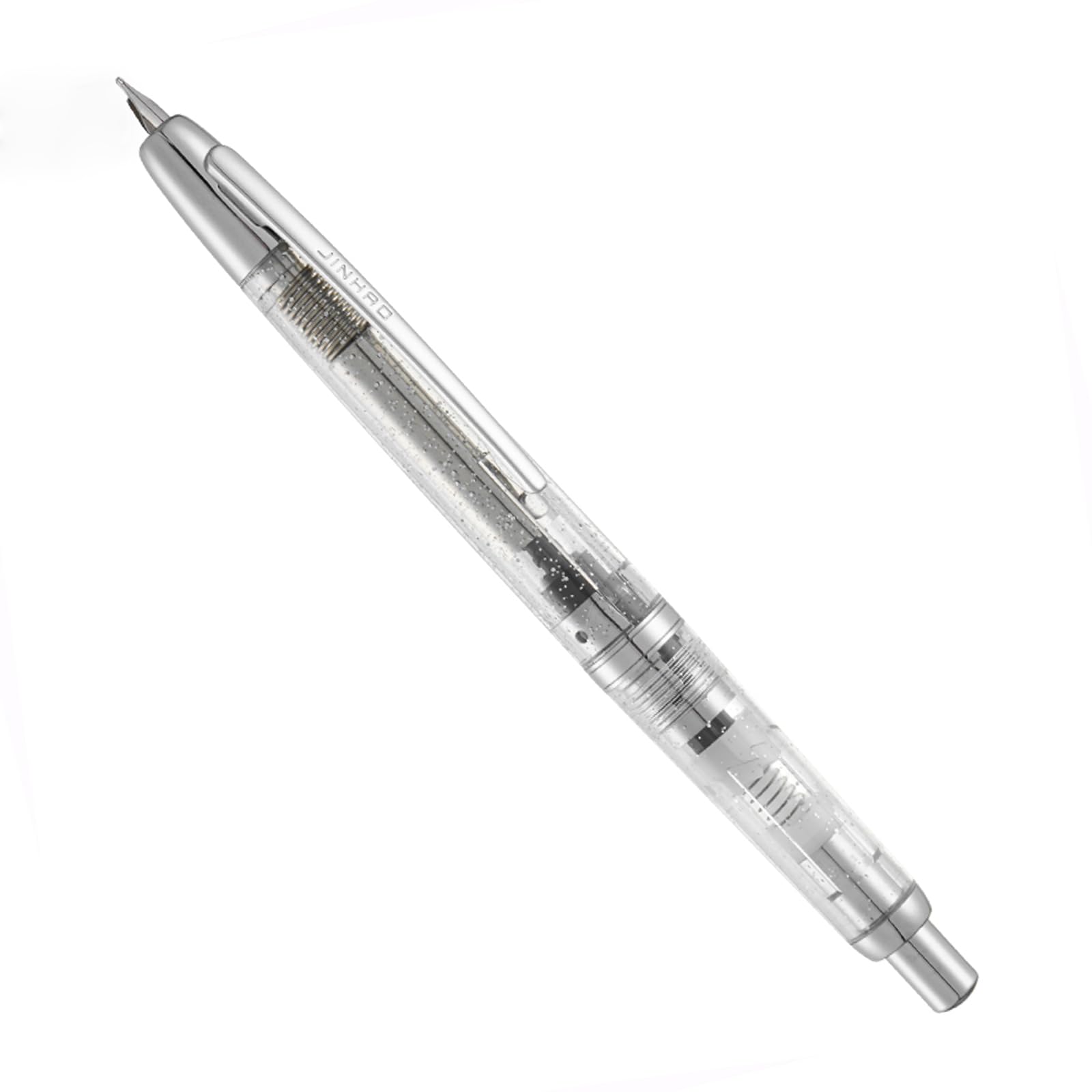 JINHAO 20 transparent Press Fountain Pen Retractable EF F Nib Transparent Black Writing Ink Pen with Converter School Office Supplies