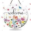 Summer Flower Welcome Door Sign Wildflower Wooden Hanging Sign Floral Butterfly Door Hanger Sign for Spring Summer Indoor Outdoor Farmhouse Home Porch Window Decor