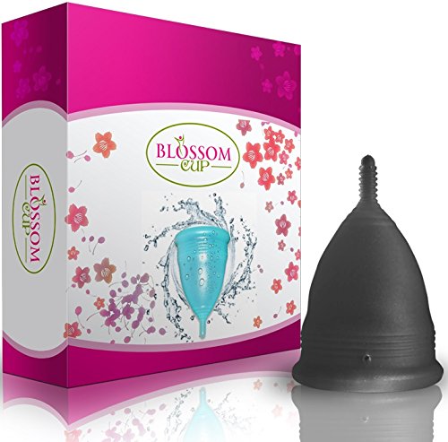 Blossom Menstrual Cup, Say No To Tampons | Get Blossom Cups For Menstrual Days| Period Cup, Reusable Menstrual Cup, Silicone Cup (Large Menstrual Cup, Black) #TOP1