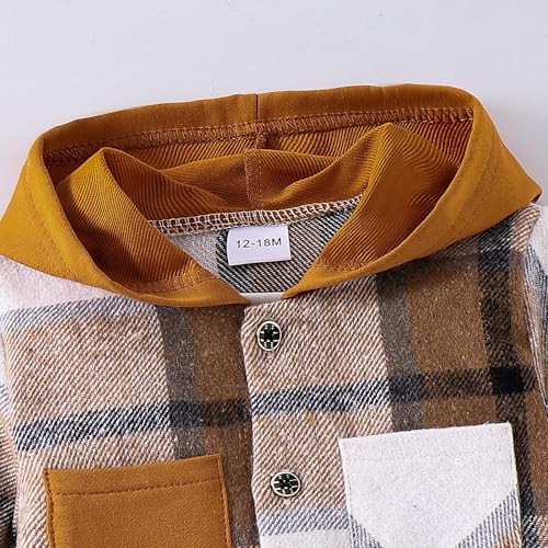 Toddler Baby Boy Clothes Infant Plaid Long Sleeve Button Down Jacket Top Shirt Pocket Fall Winter Outfits 12 Months-5T4