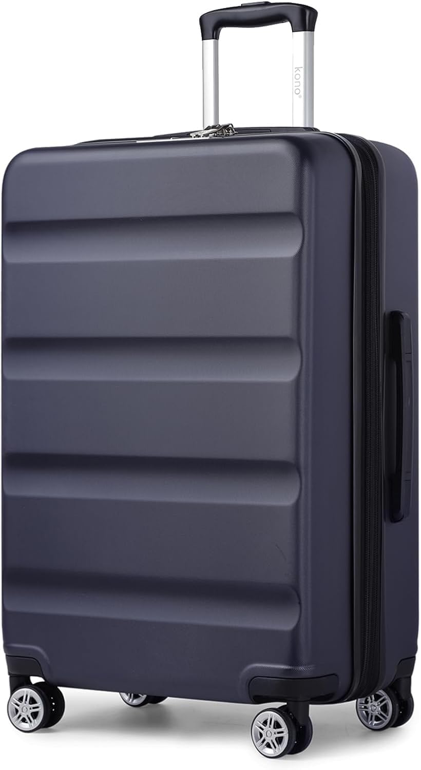 KONO Valigia Leggera da 75 cm, Valigie Trolley Bagaglio a Mano Guscio Rigido con Serratura TSA, Design Espandibile, 4 Doppie Ruote Girevoli (Marina Militare, 75 x 47.5 x 29.5 cm)