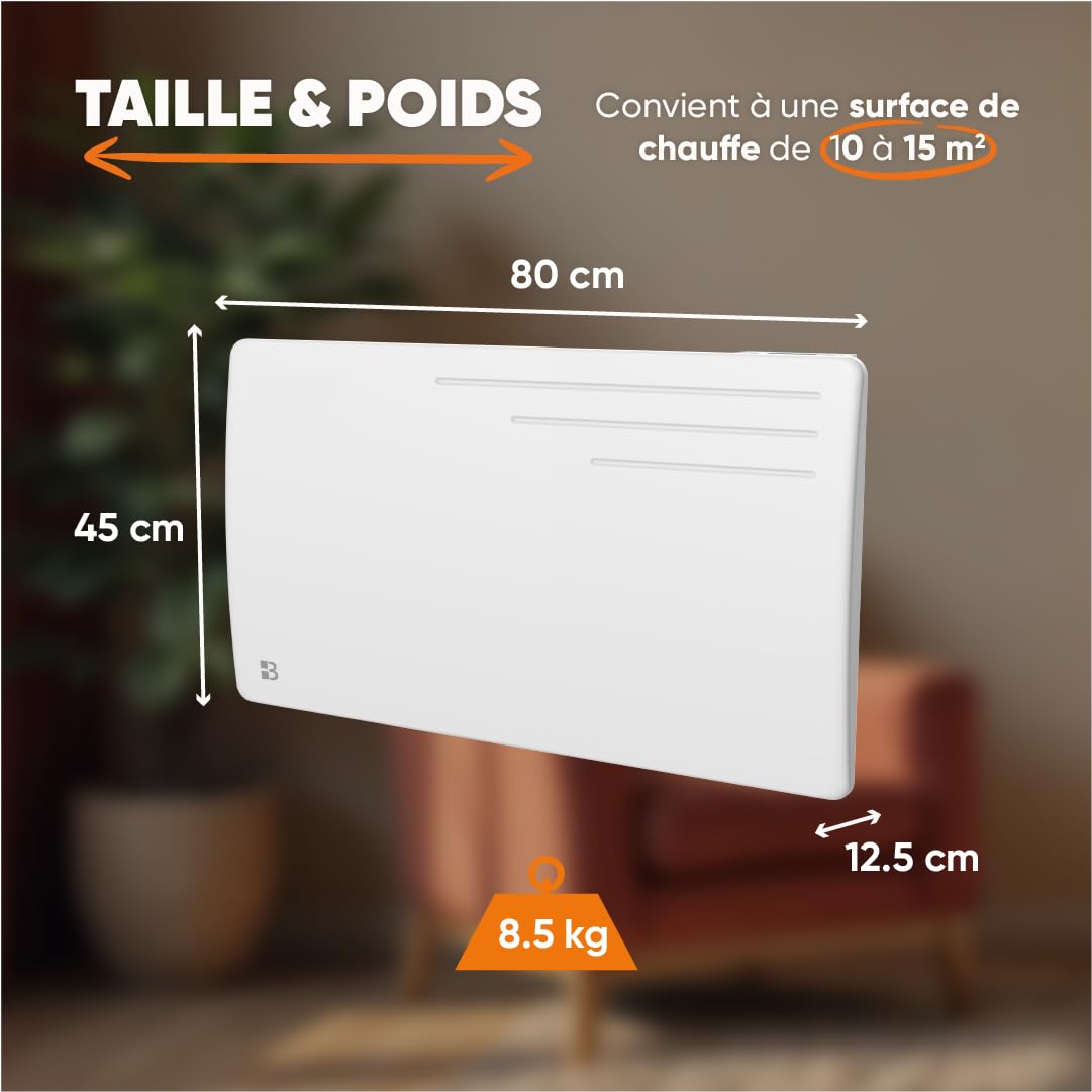 BESTHERM - Radiateur électrique fixe à inertie sèche fonte 1500W Bestherm MOTU horizontal blanc