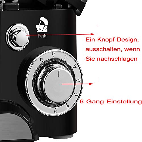 Multifunktional,Küchenmaschine Knetmaschine (1000W) leistungsstark, leise, 5 L Edelstahlschüssel, 3-Rührwerkzeuge… – Bild 3