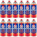 KROWN - Pack de Cartuchos K-250 de Gas Butano 227g para Hornillos Quemadores, Cartucho de Gas para Camping K-250, Bombonas para Sopletes (12 Unidades)