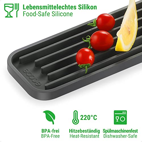 ecooe 2 Stück Silikon Abtropfmatte Platzsparende Kleine Trockenmatte für Gläser Flaschen und mehr Spülmaschinenfest 21,5 x 7,8 x 1 cm Grau – Ansicht 3