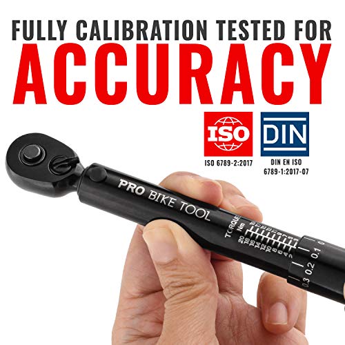 Pro Bike Tool 1/4 Inch Drive Click Bike Torque Wrench Set – 2 To 20 Nm – Bicycle Torque Wrench Maintenance Kit For Road & Mountain Bikes - Includes Allen & Torx Sockets, Extension Bar & Storage Box #TOP1