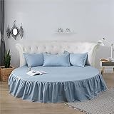 FANSU Lenzuola con Angoli Singolo Matrimoniale, Rotondo Lenzuolo sotto in Cotone Coprimaterasso Lenzuola Elasticizzati Lenzuolo profondità 25cm per Hotel a Tema (220cm,Blu Cielo)