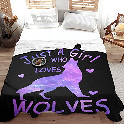 Wolf Blanket Gifts For Girls Women-40X50 Inches Super Soft Lightweight Flannel Throws Blankets Wolves Gift For Wolves Lover-Just Girl Who Loves Wolves Blanket Room Decor For Bed Sofa #TOP7