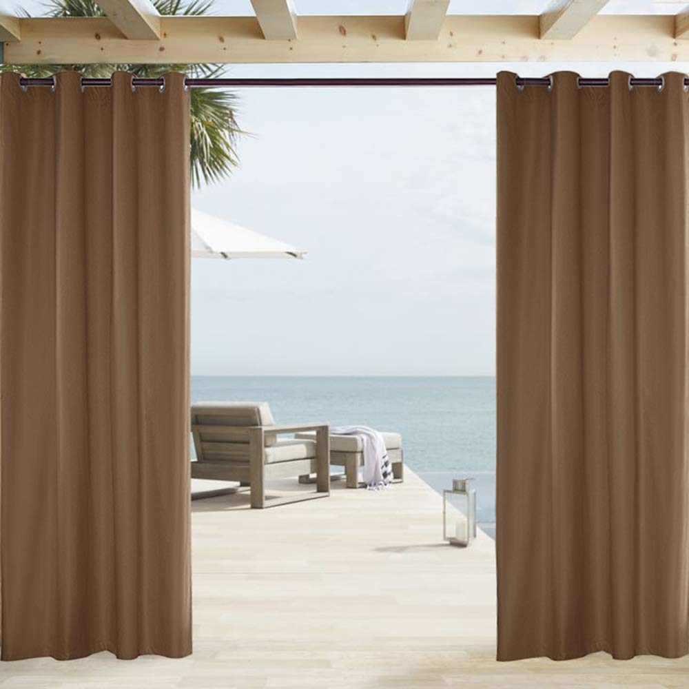 Tenda impermeabile per esterni, per portico anteriore, pergola, cabana, 137 x 275 cm, color caffè, ideale per patio, gazebo, pontile, spiaggia, casa, con occhielli