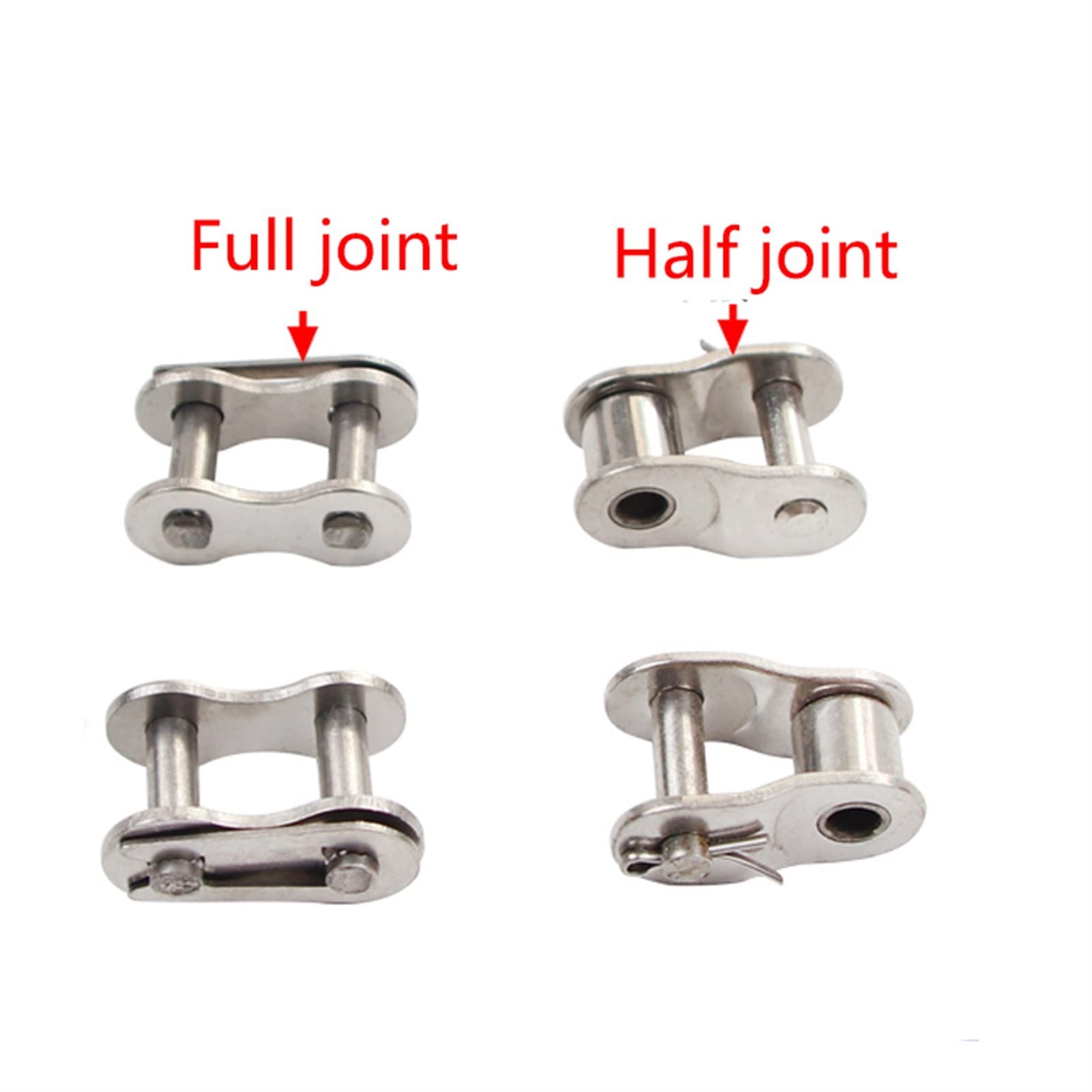 2pcs Transmission Chain Joint Roller Chain Connector 304 Stainless Steel Full Half Buckle MINGPING (Color : Half Joint, Size : 10A)