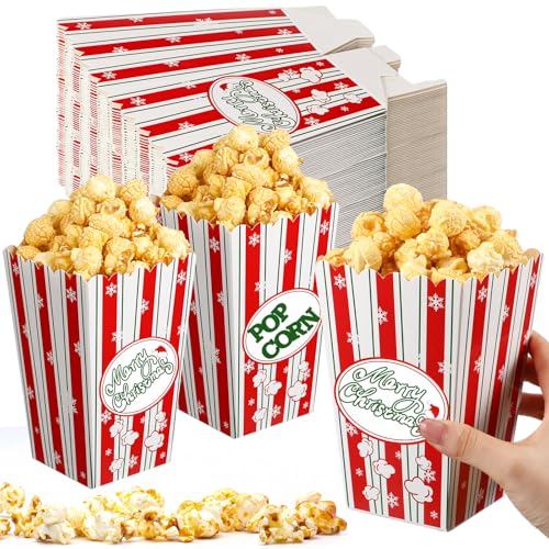 Reallnaive 24 Pcs Christmas Popcorn Boxes Popcorn Paper Boxes Buckets