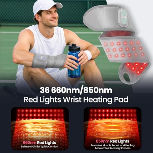 Image of Cordless Wrist Heating Pad Wrap, Heated Wrist Brace with Vibration, Heated Wrist and Hand Massager, 3 Heat Levels, 3 Massage, Rechargeable Heating Pad for Wrist and Hand, Elbow, Ankle