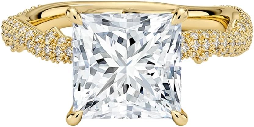 1-5 CT Princess Cut Moissanite Ring 10K 14K 18K Solid Gold & 925 Sterling Silver Rose Thorn Diamond Moissanite Engagement Ring Christmas Gift For Women