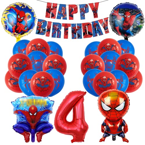 Decoração de aniversário infantil, feliz aniversário deco 4 anos, balões de aniversário número 4, festa de aniversário temática meninos meninas
