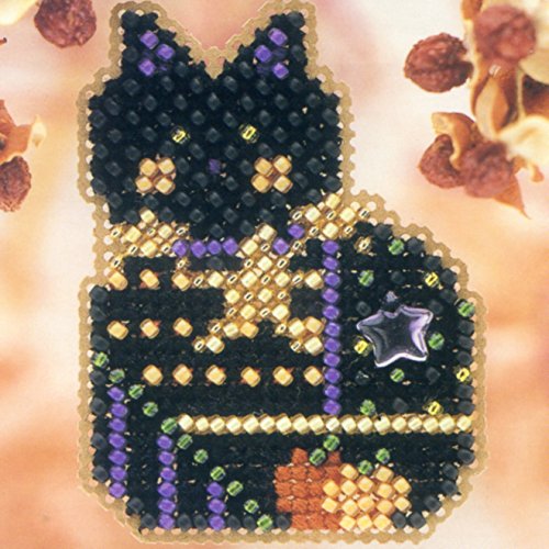 Haunted Kitty Beaded Counted Cross Stitch Halloween Ornament Kit Mill Hill 2001 Autumn Harvest MHAH43