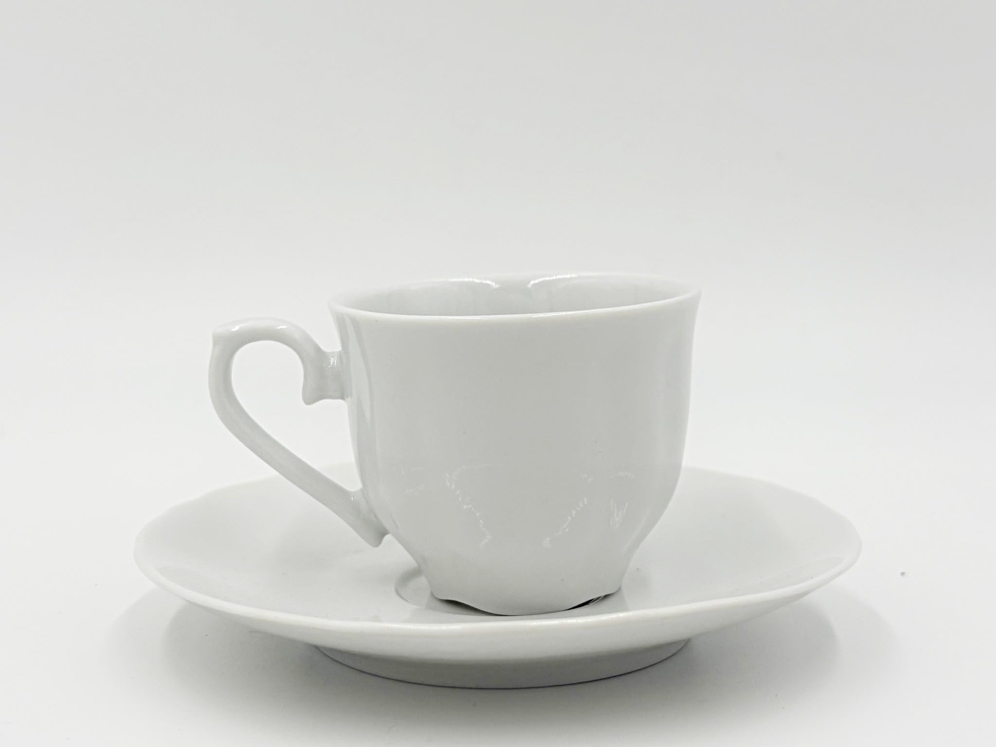 LaVelahome Set 6 Tazzine da Caffè in Porcellana Bianca con Piattino – Senza Logo – Lavabili in Lavastoviglie – Uso Professionale Casa Hotel B&B Bar Ufficio