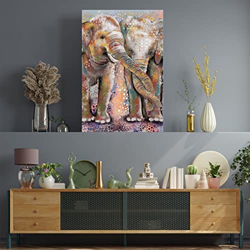 Ouelegent Elephant Painting Canvas Wall Art Boho Paisley Pictures Artwork Vintage Home Living Room Bedroom Framed Ready To Hang #TOP3