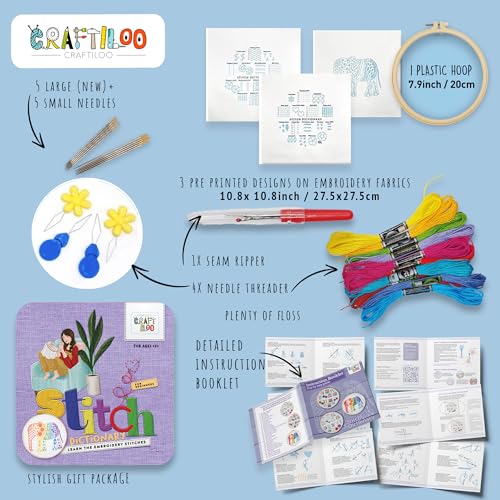 Image of CRAFTILOO Embroidery Kit for Beginners Cross Stitch Kits for Beginners Needlepoint Kits for Adults Embroidery Kits for Adults Cross Stitch kit Elephant
