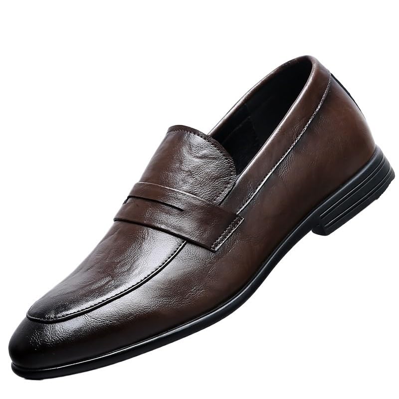 Men's Slip-On Oxford Shoes Modern Classic Casual Derby Faux Patent Leather Formal Dress Comfortable Loafers