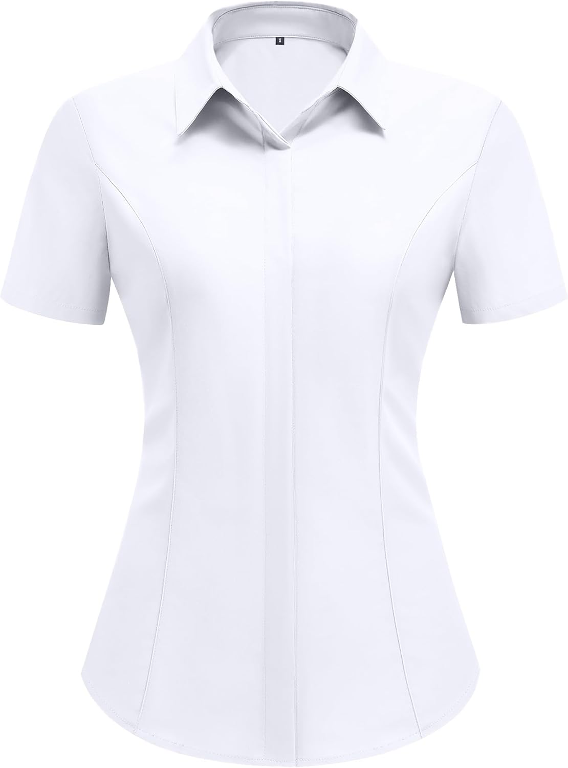 HOTOUCH Women Short Sleeve Button Down Shirts Business Work Fitted Collared Blouse Office Basic Summer Tops S-2XL - Image 4