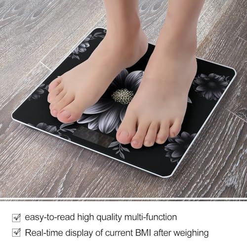 Báscula Digital para Baño Negra con Diseño Floral miniatura 5