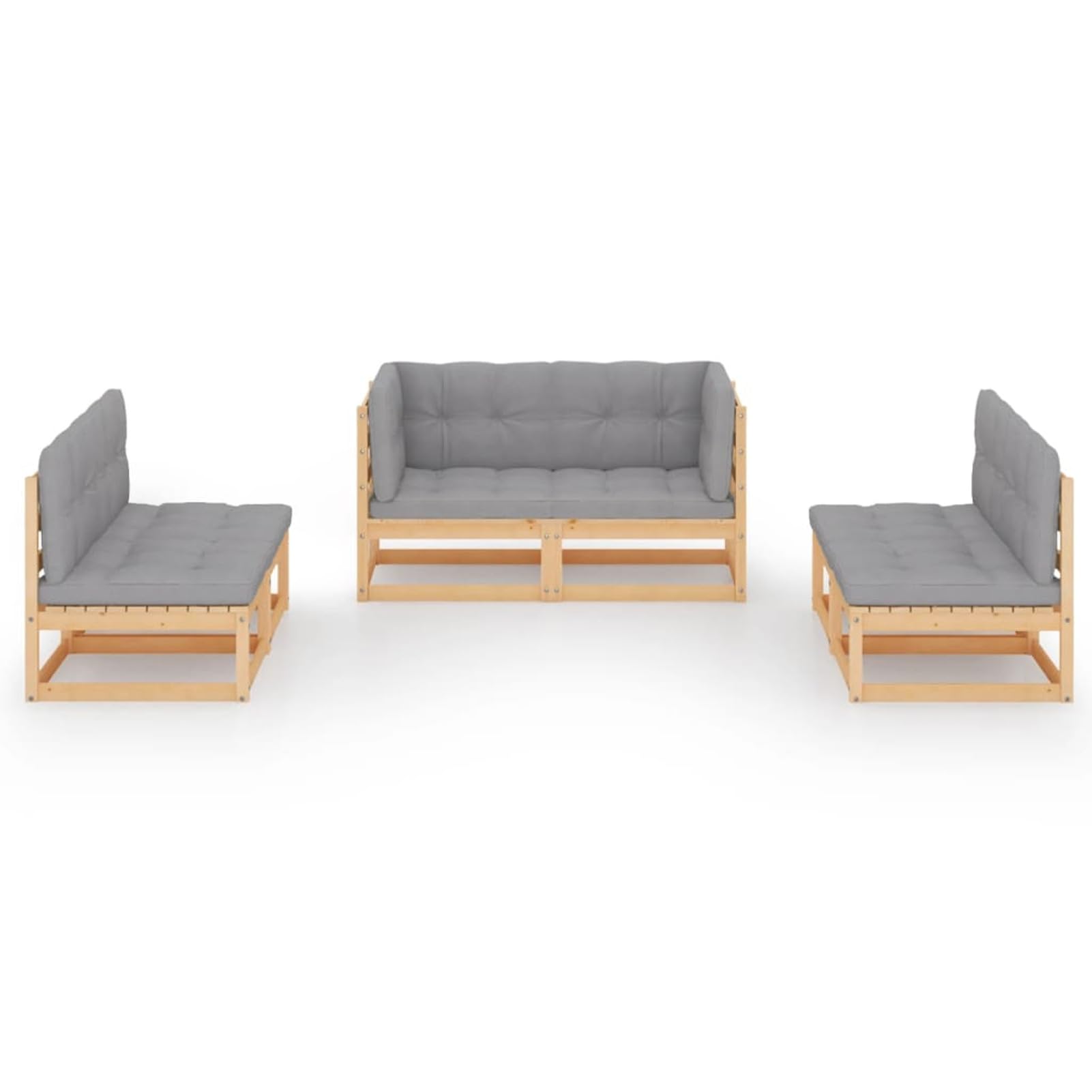 LAPOOH Zestaw mebli ogrodowych 6 sztuk i poduszek, zestaw ogrodowy, zestaw ogrodowy, meble ogrodowe na taras, zestaw mebli ogrodowych, sofa do ogrodu na taras, lite drewno sosnowe