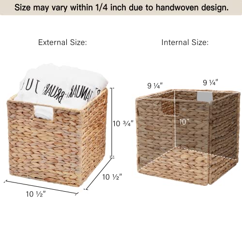 Storageworks Wicker Baskets For Storage With Liners, Water Hyacinth Storage Baskets For Organizing, Handwoven Wicker Storage Cubes, Medium, 2 Pack #TOP5
