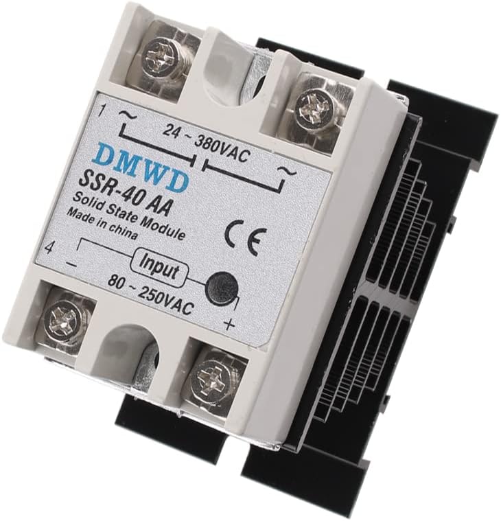 SSR-40AA Solid State Relay AC to AC (Input 80-250V AC Output 24-380V AC) with Heat Sink, 40A