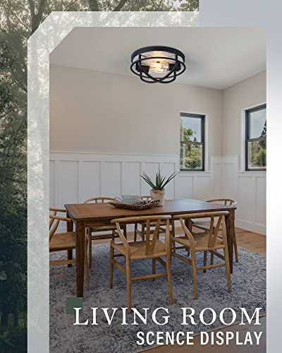 Hanass Flush Mount Farmhouse Light, Grey Wood Flushmount Ceiling Light Fixtures, 12-Inch Hallway Light Fixture For Bedroom,Livingroom, Kitchen, Mx100025 #TOP1