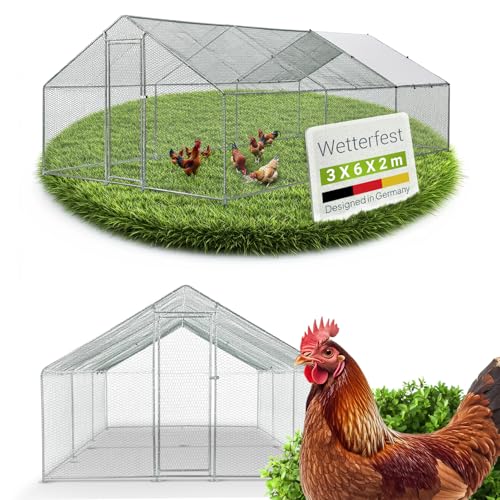 Juskys Freilaufgehege 3x6x2m - Hühnerstall aus Metall begehbar...