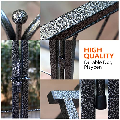 Image of Dog Playpen,32 /40 /45 Inch Height in Heavy Duty, Folding Indoor Outdoor Anti-Rust Dog Exercise Fence, Portable Pet Playpen with Door for Large Medium Small Dogs and Pet (32 Panels, 32 Inch) Silver