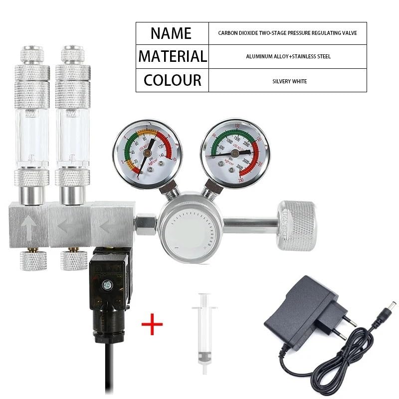 Regolatore Co2 Fai-da-Te for Acquario valvola di Regolazione a Doppio Stadio Valvola di riduzione Co2 con Uscita Multi Splitter for Acquario(G3-4)