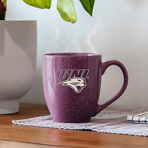 Image of Rico Industries NCAA Northern Iowa Panthers Purple Personalized 16 oz Team Color Laser Engraved Speckled Ceramic Coffee Mug