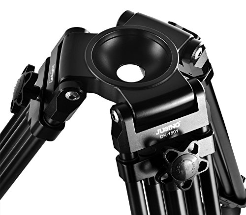 Khalia-Foto 6000 JUSINO DK-1501 stabiles Profi Video-Stativ mit Doppelrohrbeinen, inkl. Fluid-Videoneiger PH-70… – Bild 6