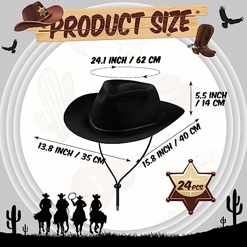 Image of Mepase Cowboy Hats Bulk Felt Western Party Wide Brimmed Cowgirl Hats Set for Adults Men Women Costume Party