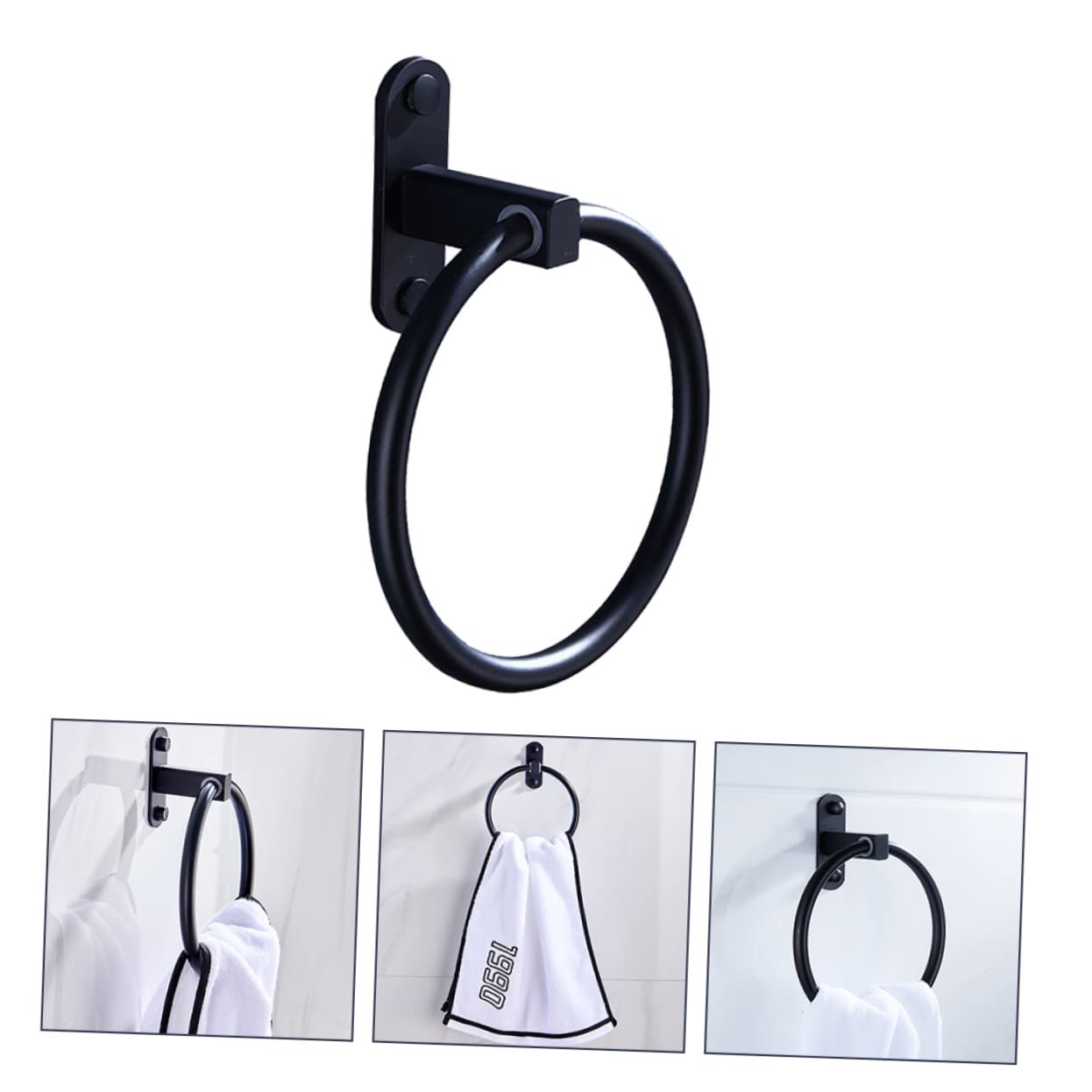 Tofficu 2 Piezas Toalla de Aluminio toallero baño Negro