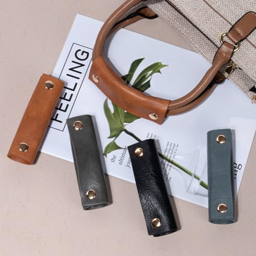 Handbag Handle Covers Sdjdhej 2 Pcs Pu Leather Luggage Handle Wraps Wallet Handle Protectors Travel Accessories (Brown)4