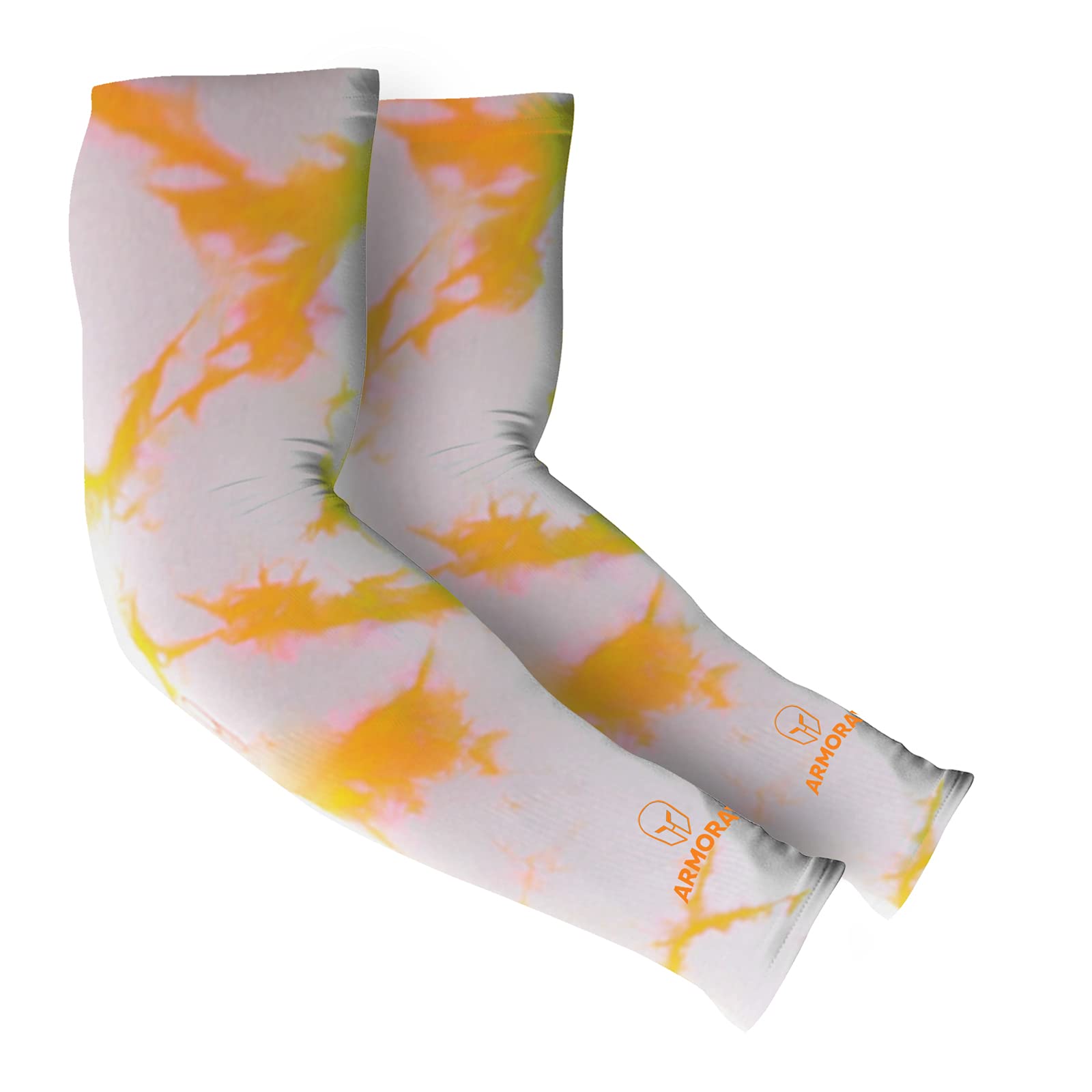 ARMORAY Arm Sleeves for Men or Women Basketball Golf Running Football Cycling (Orange Ink 1 Pair)