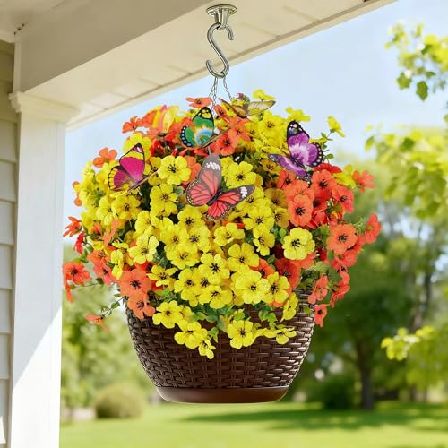 UV Resistant Artificial Flowers with 6 Butterflies - 50% Off