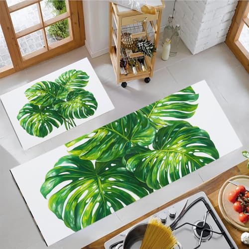 Arte realista alfombra de cocina con estampado botánico de alta definición y base segura 4