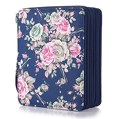 SUMNACON Federmäppchen 160 Bleistift Organizier Buntstift-Organizer mit großem Fassungsvermögen und Halter für Schule Büro Reise Geschenk fuer Familie und Freunden(Roseform,Blau) Cover