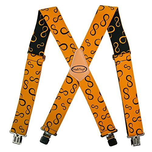 Image of MELOTOUGH Men's Suspenders Fully Elastic 2 inch Wide X back Heavy Duty Work Suspenders