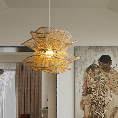 Lampe de table à manger en osier E27 suspension pour chambre d'hôtes