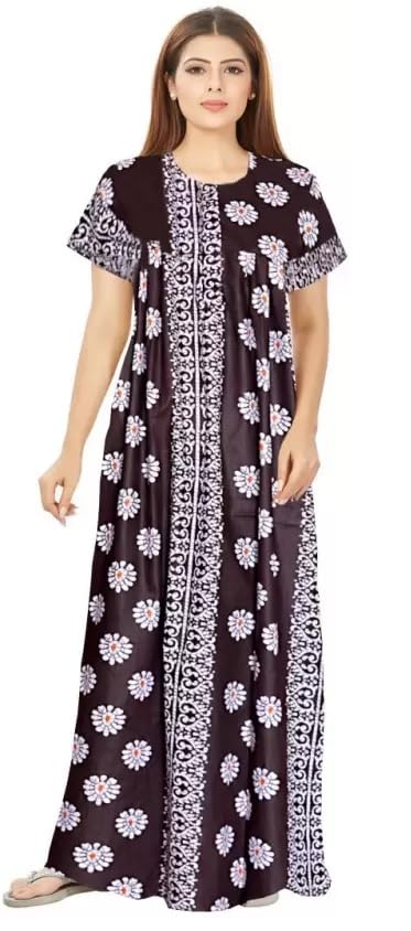 Image of WiWi Women's Cotton Maxi Nighty Gown (Pack of 2)