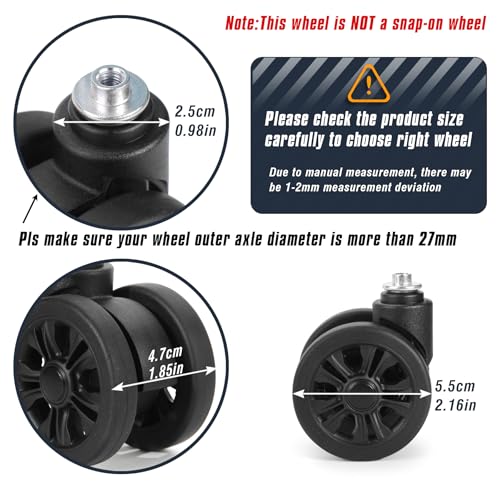 Zoofen Luggage Wheels Replacement 4 pcs Suitcase Replacement Wheels Wear-Resistant Spinner Wheels for Suitcase Repair（ZLN-2，Black2