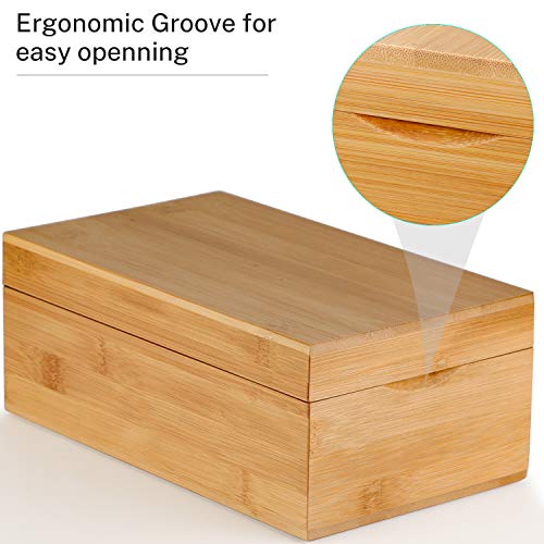 Maxgear Business Card Holder, 3 X 5 Inch Index Card Organizer For Desk With 4 Dividers, Recipe Card Holder Wooden Card Holder Holds 600 Cards, A-Z Tabs, Bamboo, 10 X 5.8 X 4 Inches #TOP5