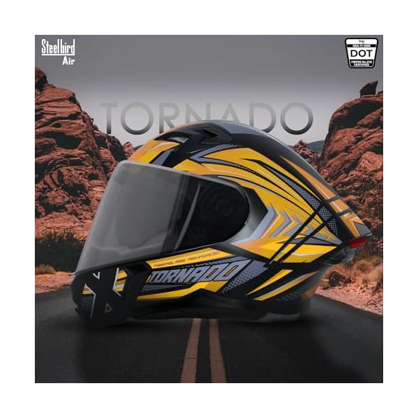 Steelbird SBA-11 Tornado Red Reflector ISI and DOT Certified Full Face Graphic Helmet for Men